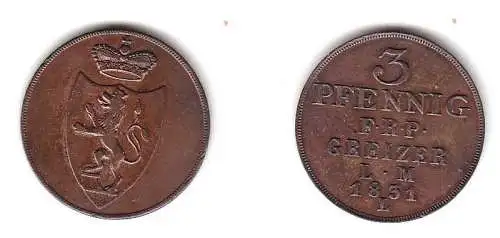 3 Pfennig Kupfer Münze Reuss Greiz 1831 L vz