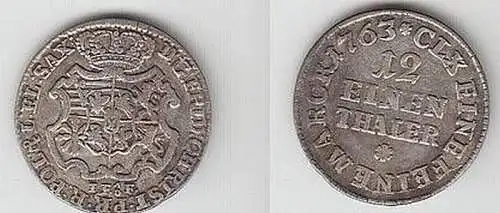 1/12 Taler Silber Münze Sachsen 1763 IFoF