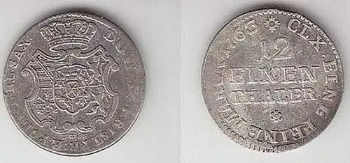 1/12 Taler Silber Münze Sachsen 1763 FWoF