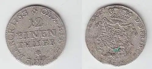 1/12 Taler Silber Münze Sachsen 1763 FWoF