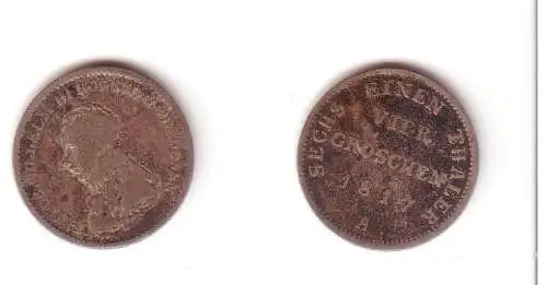 1/6 Taler 4 Groschen Silber Münze Preussen 1817 A