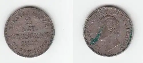 2 Neugroschen Silber Münze Sachsen 1869 B