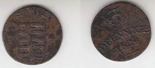 3 Pfennige Kupfer Münze Sachsen Weimar Eisenach 1824