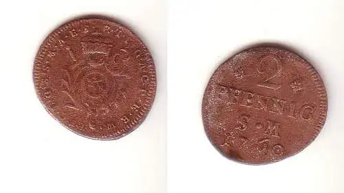 2 Pfennig Kupfer Münze Bistum Mainz 1760 S.M.