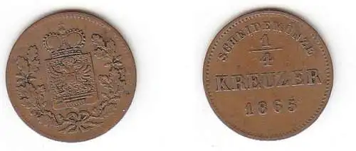 1/4 Kreuzer Kupfer Münze Schwarzburg Rudolstadt 1865 f. ss