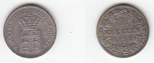 1 Kreuzer Billon Münze Württemberg 1858 ss