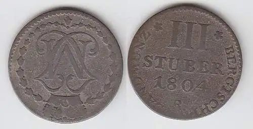 3 Stuber Silber Münze Jülich Berg 1804 R