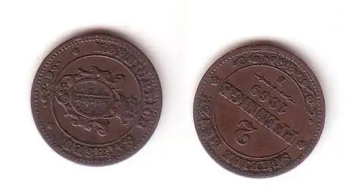 2 Pfennige Kupfer Münze Sachsen 1869 B ss