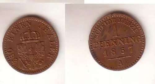 1 Pfennig Kupfer Münze Preussen 1867 A ss+