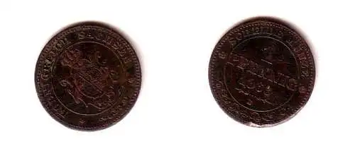 1 Pfennig Kupfer Münze Sachsen 1863 B f. ss/ ss