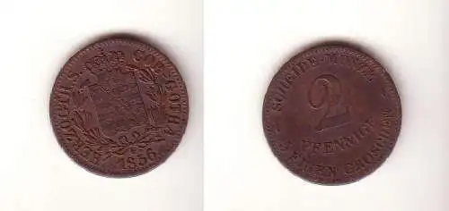 2 Pfennige Kupfer Münze Sachsen Coburg Gotha 1856 ss