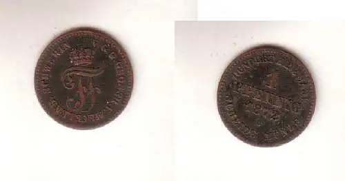 1 Pfennig Kupfer Münze Mecklenburg Schwerin 1872 B s/ ss