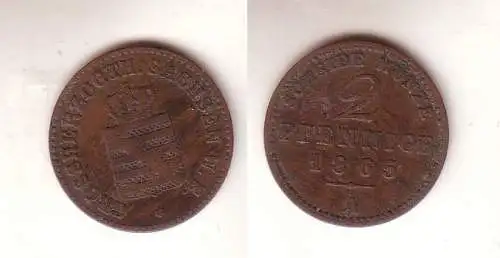 2 Pfennige Kupfer Münze Sachsen Weimar Eisenach 1865 A ss