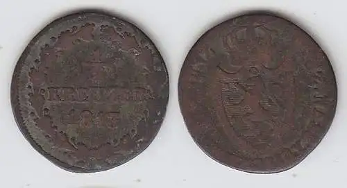 1/2 Kreuzer Kupfer Münze Nassau 1813