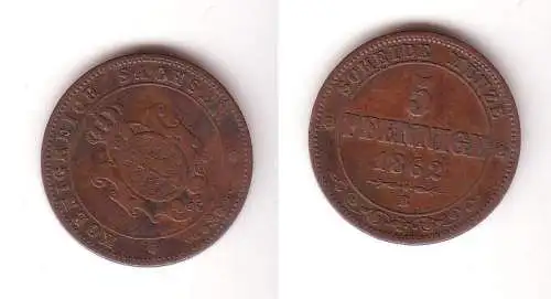 5 Pfennige Kupfer Münze Sachsen 1862 B fast sehr schöne Erhaltung