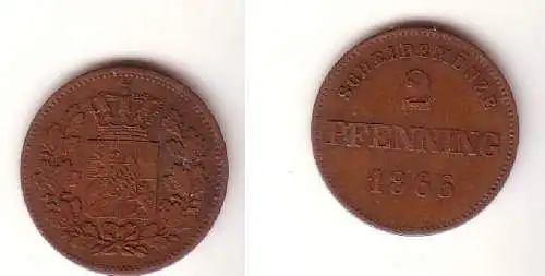 2 Pfennige Kupfer Münze Bayern 1866