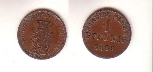 1 Pfennig Kupfer Münze Hessen Darmstadt 1868 ss