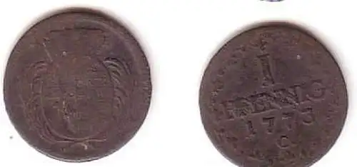 1 Pfennig Kupfer Münze Sachsen 1773 C