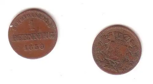 1 Pfennig Kupfer Münze Bayern 1858