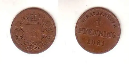 1 Pfennig Kupfer Münze Bayern 1861