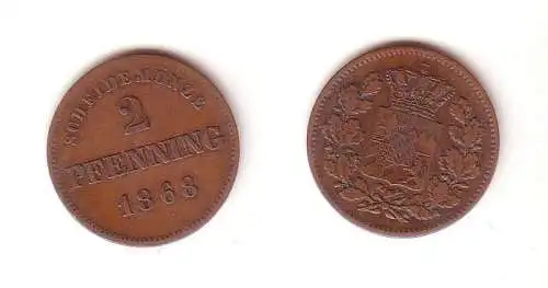 2 Pfennig Kupfer Münze Bayern 1868