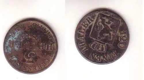 3 Heller Kupfer Münze Hessen Kassel 1843