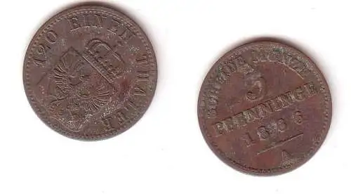 3 Pfennige Kupfer Münze Preussen 1866 A ss