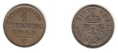 1 Pfennig Kupfer Münze Preussen 1868 C