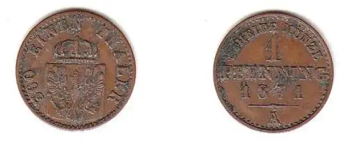 1 Pfennig Kupfer Münze Preussen 1871 A ss