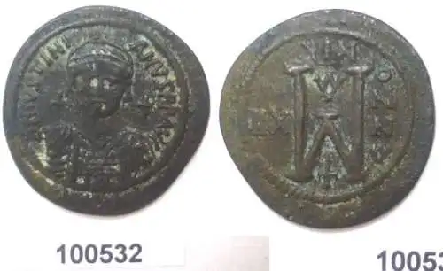 alte Kupfer Münze 40 Nummi Follis Justinian I Anno XII 527-565