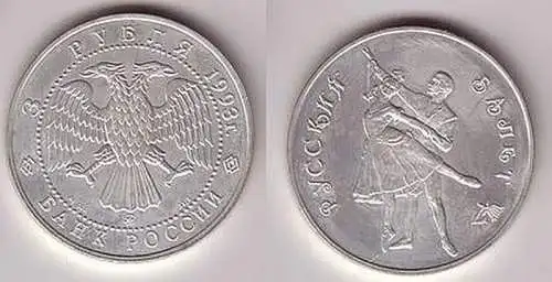 3 Rubel Silber Münze Russland 1993 Ballett Stgl.