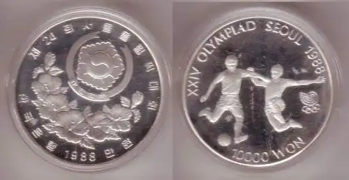 10000 Won Silber Münze Südkorea 1988 Olympiade Seoul Fussball