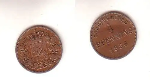 1 Pfennig Kupfer Münze Bayern 1858