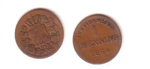 1 Pfennig Kupfer Münze Bayern 1864