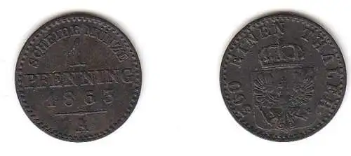 1 Pfennig Kupfer Münze Preussen 1863 A