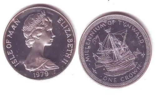 One Crown Silber Münze Isle of Man 1979 Millenium of Tynwald