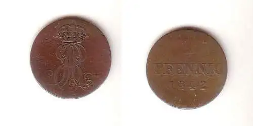 1 Pfennig Kupfer Münze Hannover 1842