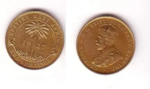 2 Shillings Messing Münze British West Africa 1927