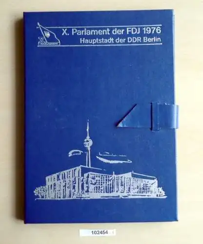 DDR Etui mit 12 Medaillen X. Parlament der FDJ 1976 im Original Etui