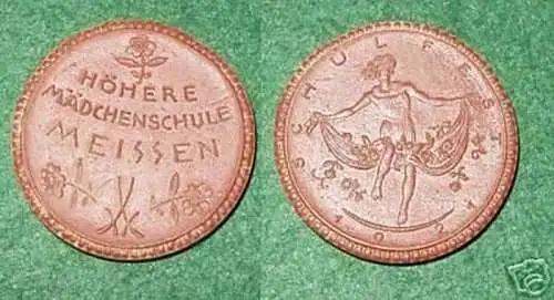 Porzellanmedaille Schulfest Mädchenschule Meißen 1921