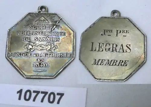 seltene Medaille Frankreich philantropische Gesellschaft Sannois 1840