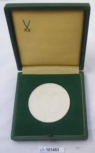 DDR Meissner Porzellan Medaille 20 Jahre Zollverwaltung der DDR 1972 im Etui