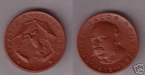 rare Porzellanmedaille Staatszirkus der DDR mit Pferd