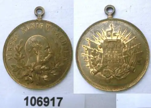 Bronze Medaille Albert König von Sachsen "Einigkeit macht stark" um 1900