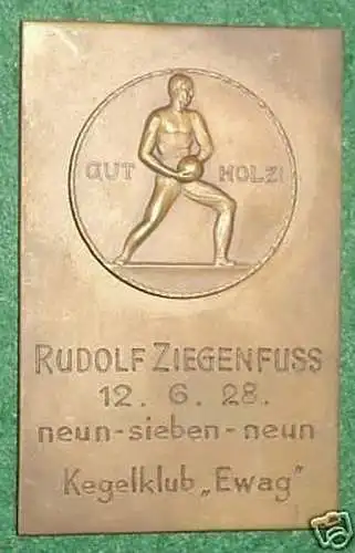 seltene Bronze Medaille Kegelklub "Ewag" 1928