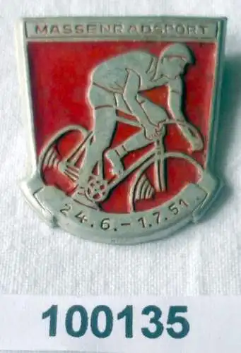 altes DDR Blech Abzeichen Massenradsport 24.6.-1.7.1951