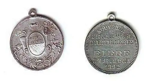 französiche Medaille Erinnerung Artillerie Biere 1892