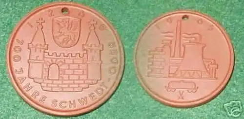 schöne Porzellanmedaille 700 Jahre Schwedt Oder 1965