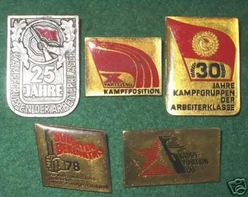 5 verschiedene DDR Abzeichen Kampfgruppen