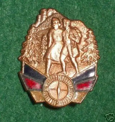 altes DDR Touristenabzeichen 2 Wanderer in Bronze